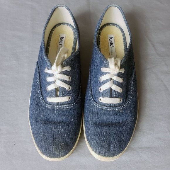 Keds Original Women's Size 8 Lace Up Blue Jean Sneakers Tennis Shoes - Picture 3 of 14